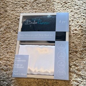 White Satin Pillowcase with Sleep Mask with Set